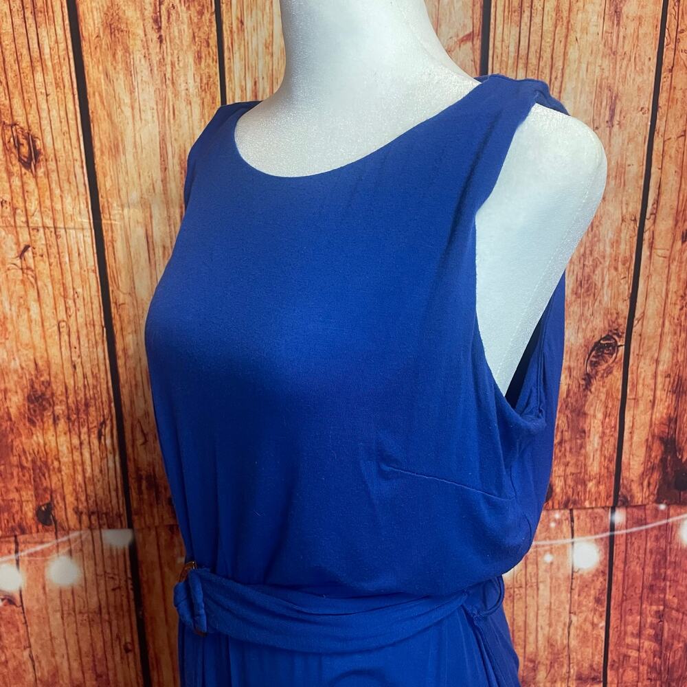 Calvin Klein bright blue dress size 14 belted waist VGUC Nordstrom